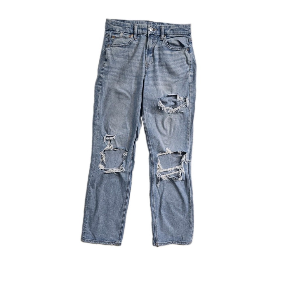 American Eagle Curvy Straight Women's Jeans  6 Long Distressed Blue